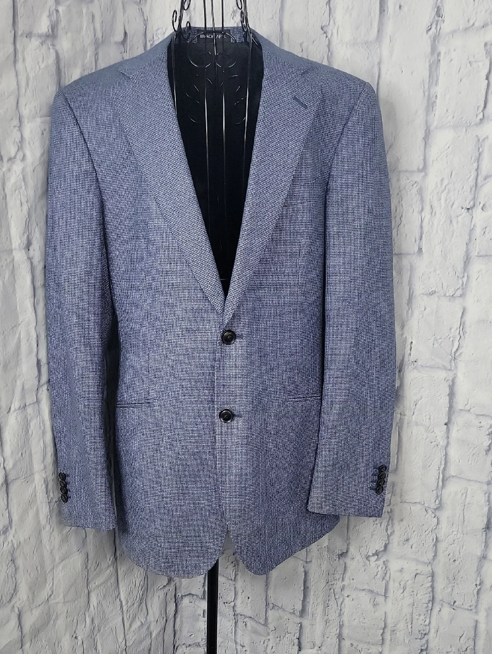 Vitale Barberis Canonico Black Lapel Blue Thermal Dinner Jacket 48R‎